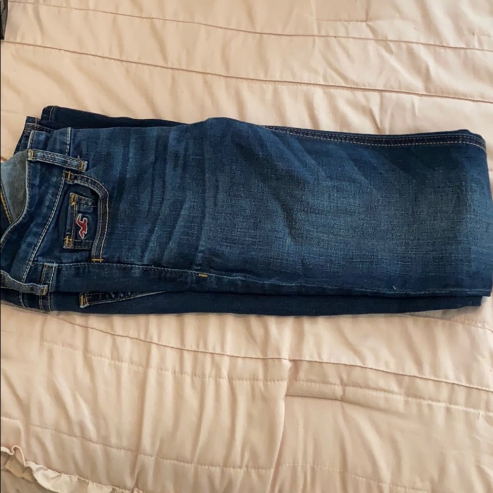 Hollister dark wash skinny jeans. They’re a 0/24